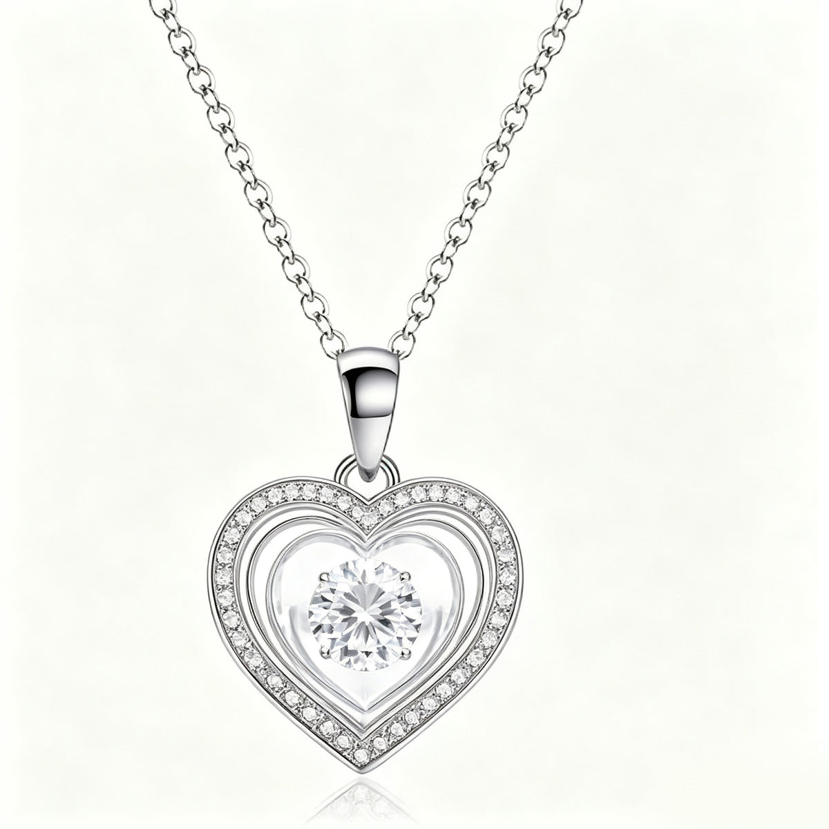 Brilliant Triple Heart Crystal Pendant Necklace